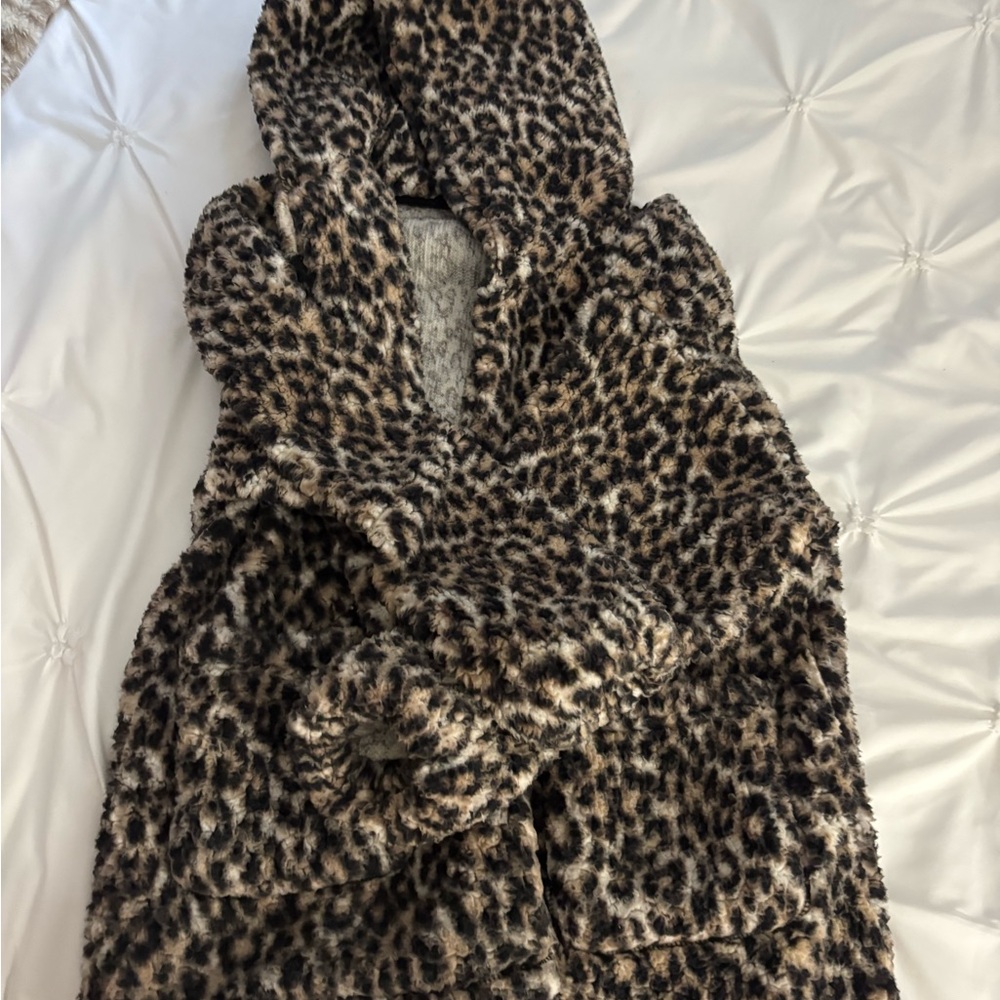 Leopard Print Fuzzy Teddy Jacket